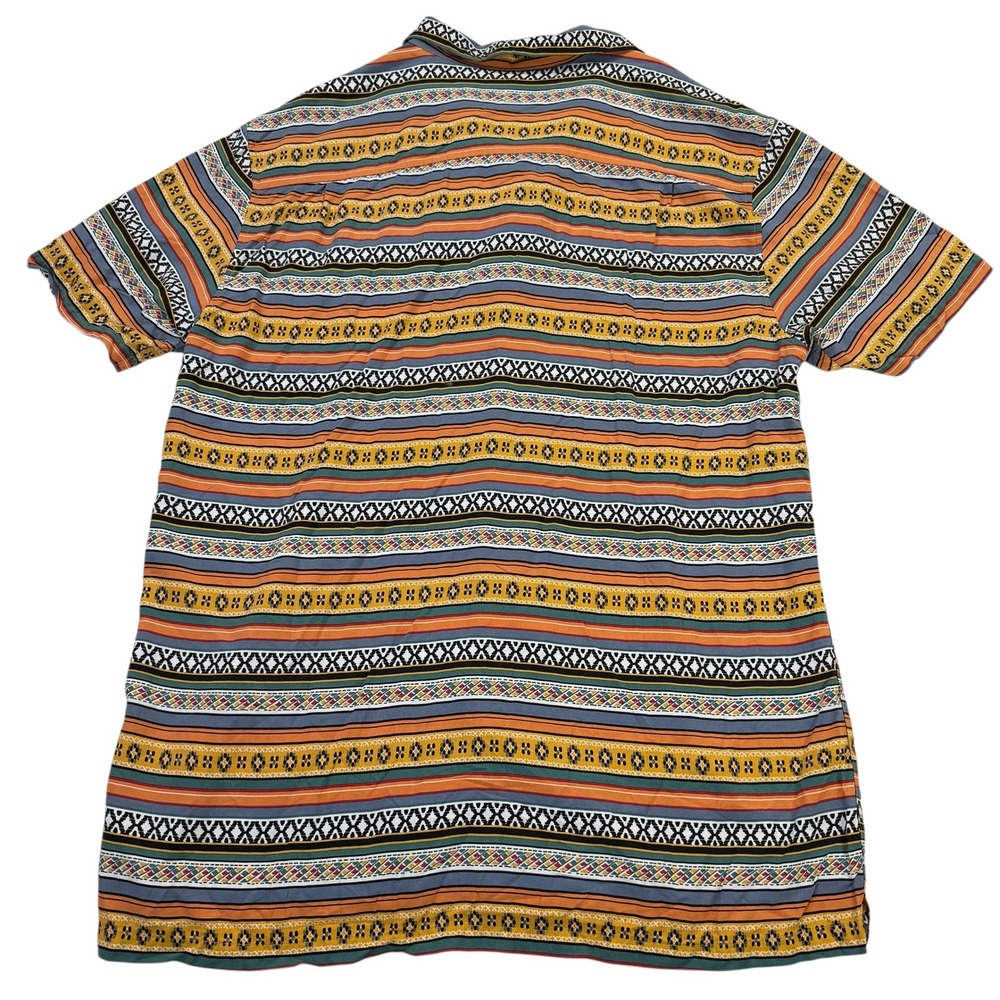 PacSun Camp Shirt Mens Medium Southwestern Aztec Stripe Recycled Rayon Button Up - Picture 2 of 9